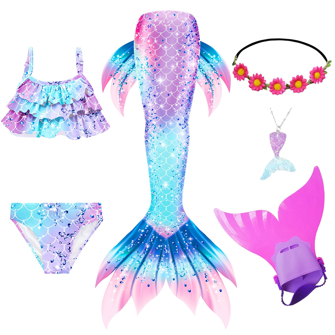 Flippers Swimming - 6 pçs/set ariel meninas natação sereia