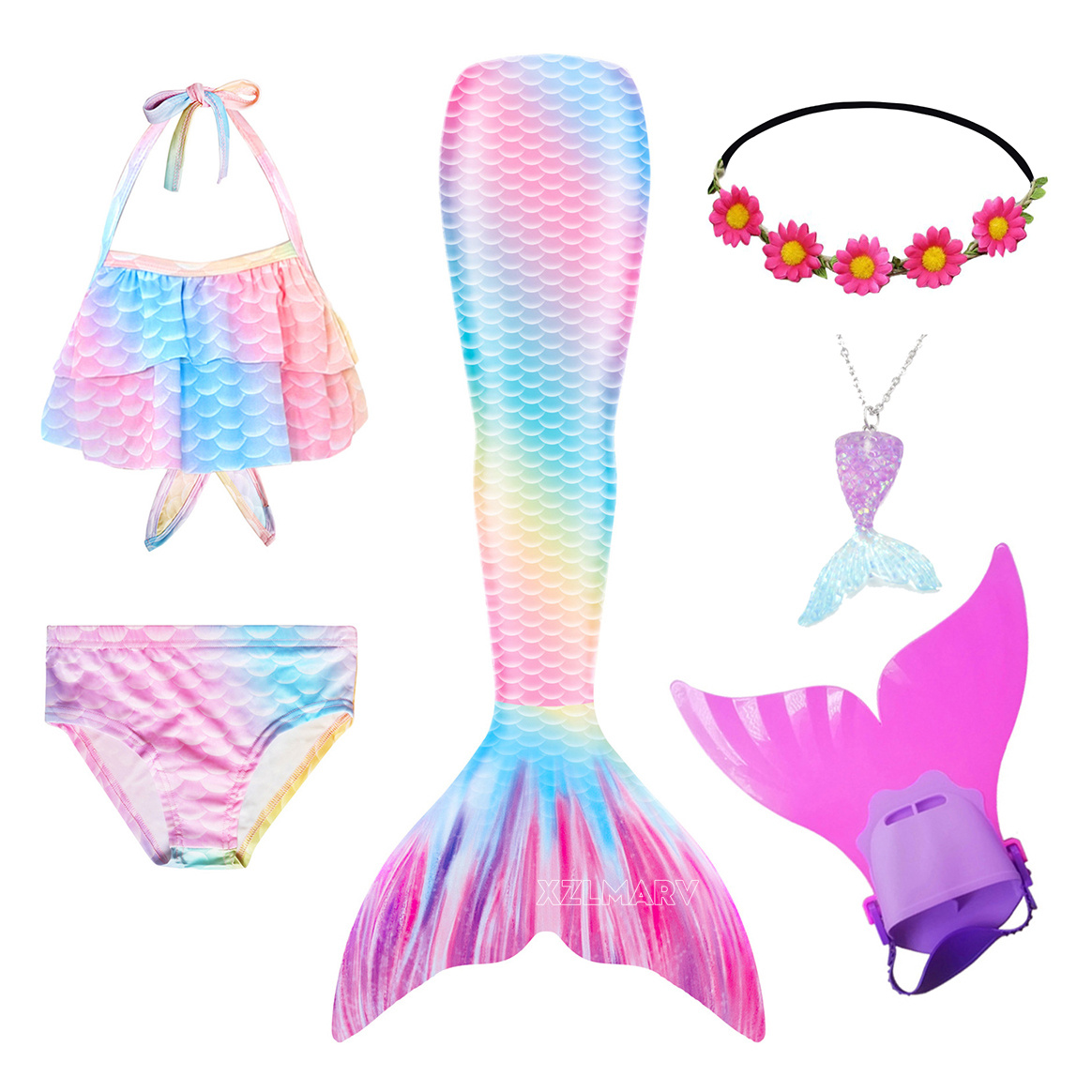 6 pçs/set ariel meninas nataçã - Flippers Swimming avaliação e preço