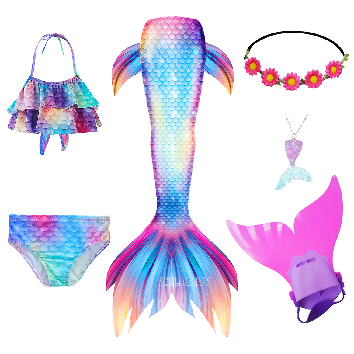 6 pçs/set ariel meninas nataçã - Flippers Swimming avaliação e preço