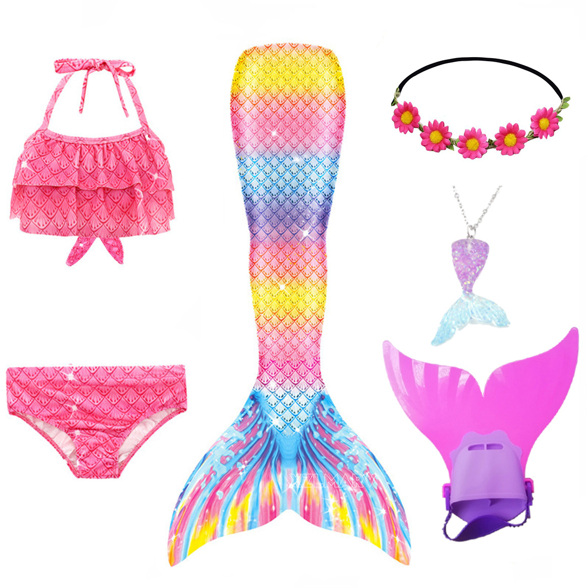 6 pçs/set ariel meninas nataçã - Flippers Swimming avaliação e preço